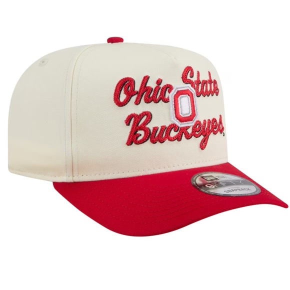 Ohio state Buckeyes New Era Chainstitch 9fifty A Frame Hat New Cream/red - Picture 3 of 5